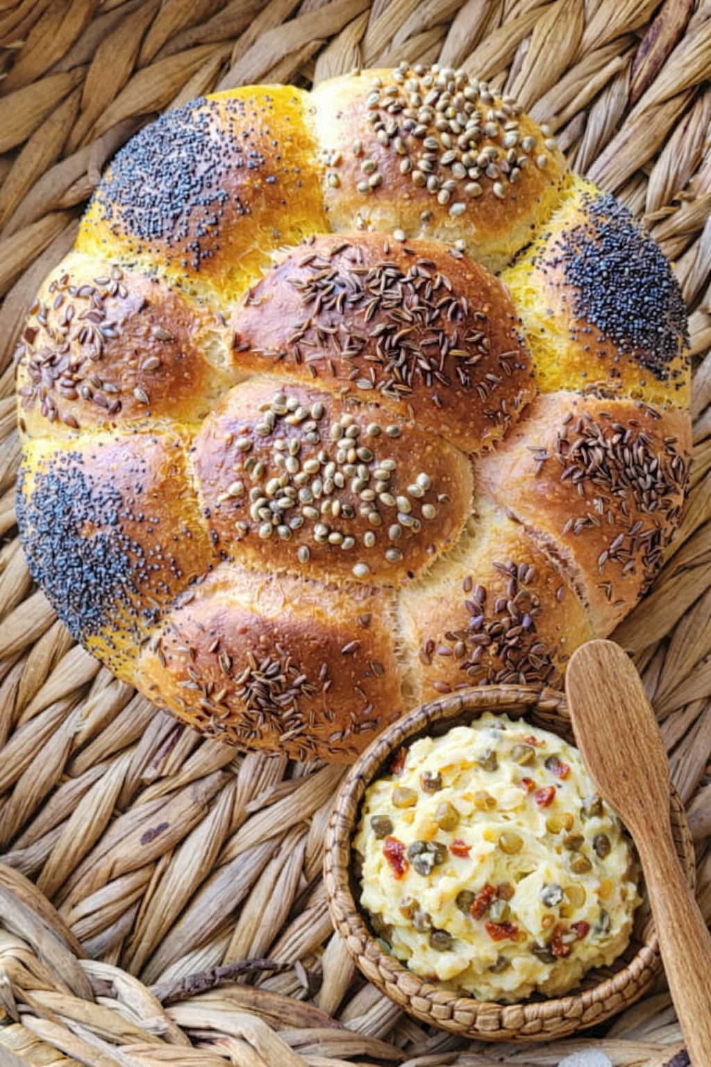 Pidulik leib (~530 g) ja maitsevõi oliivide ja päikesekuivatatud tomatitega (100 g)